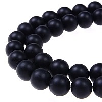 Pltbeads Natural Gemstone Loose Beads Matte Approxi 155 Inch Diy Bracelet Necklace For Jewelry Making 6Mm Matte Black Onyx