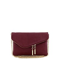 Fashionpuzzle Envelope Wristlet Clutch Crossbody Bag With Chain Strap Burgundy One Size