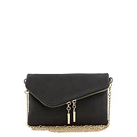 Fashionpuzzle Envelope Wristlet Clutch Crossbody Bag With Chain Strap Charcoal Grey One Size