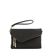 Fashionpuzzle Envelope Wristlet Clutch Crossbody Bag With Chain Strap Charcoal Grey One Size