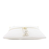 Deluxity Lightweight Medium Crossbody Bag With Tassel White