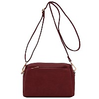 Fashionpuzzle Triple Zip Small Crossbody Bag Burgundy