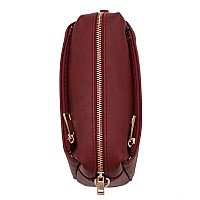 Fashionpuzzle Triple Zip Small Crossbody Bag Burgundy