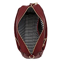 Fashionpuzzle Triple Zip Small Crossbody Bag Burgundy