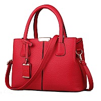 Fivelovetwo Women Classy Satchel Handbag Tote Purse Handle Bag Shoulder Bag Burgundy