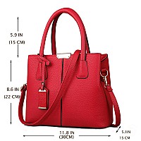 Fivelovetwo Women Classy Satchel Handbag Tote Purse Handle Bag Shoulder Bag Burgundy