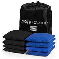 Play Platoon Weather Resistant Cornhole Bags Set Of 8 Regulation Corn Hole Bean Bags Blue Black Durable Duck Cloth Corn