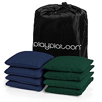 Play Platoon Weather Resistant Cornhole Bags Set Of 8 Regulation Corn Hole Bean Bags Hunter Green Navy Blue Durable Duck