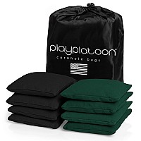 Play Platoon Weather Resistant Cornhole Bags Set Of 8 Regulation Corn Hole Bean Bags Hunter Green Black Durable Duck Clo