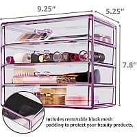 Sorbus Makeup Organizer 4 Drawer Acrylic Make Up Organizers And Storage For Cosmetics Jewelry Beauty Supplies Clear Makeup