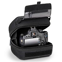 Usa Gear Hard Shell Dslr Camera Case Black With Molded Eva Protection Quick Access Opening Padded Interior And Rubber Coated