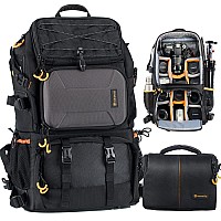 Tarion Pro 2 Bags In 1 Camera Backpack Large With 156 Laptop Compartment Waterproof Rain Cover Extra Large Travel Hiking Camer