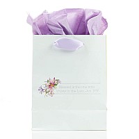 Christian Art Gifts Gift Bag With Tissue Paper Blessings From Above Jeremiah 177 Bible Verse Purple Small