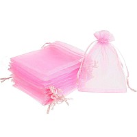 Mudder 50 Pack Organza Gift Bags Wedding Party Favor Bags Jewelry Pouches Wrap 4 X 472 Inches Pink