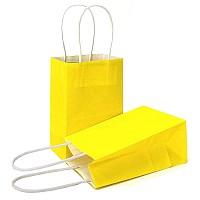 Azowa Gift Bags Mini Kraft Paper Bags With Handlesyellow 25 Pcs