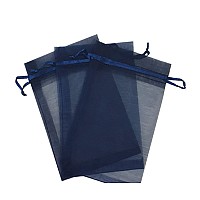 100 Pcs Navy 5X7 Sheer Drawstring Organza Bags Jewelry Pouches Wedding Party Favor Gift Bags Gift Bags Candy Bags Kyezi Design A