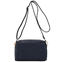 Fashionpuzzle Triple Zip Small Crossbody Bag Navy