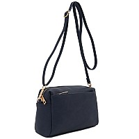 Fashionpuzzle Triple Zip Small Crossbody Bag Navy