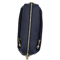 Fashionpuzzle Triple Zip Small Crossbody Bag Navy