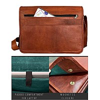 Rustic Town 14 Inch Vintage Crossbody Full Grain Leather 133Inch Laptop Messenger Bag Gifts For Him Her Medium Brown