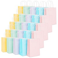 Juvale 25Pack Pastelcolored Paper Gift Bags With Handles For Goodies Birthday Party Favors Colorful Party Bags Baby Shower