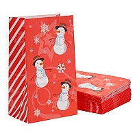 Juvale 36 Pack Snowman Christmas Goody Bags For Kids Holiday Party Favor Gifts Treat Lunch Sacks Red