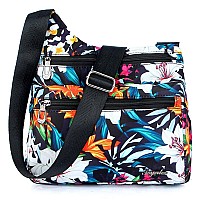 Nawoshow Nylon Floral Multipocket Crossbody Purse Bags For Women Travel Shoulder Bag Lily