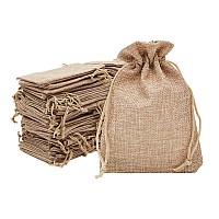 100 Pack Burlap Drawstring Pouch For Jewelry Party Favors Arts And Crafts Natural Brown 37 X 55 In