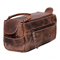 cuero Premium Buffalo Leather Unisex Toiletry Bag Travel Dopp Kit Vintage Travel Shaving & Dopp Kit For Men And Women