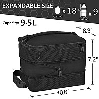 Expandable Insulated Lunch Bag Leakproof Flat Lunch Cooler Tote With Shoulder Strap For Men And Women Suitable For Work Offi