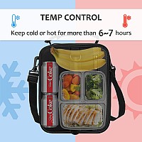 Expandable Insulated Lunch Bag Leakproof Flat Lunch Cooler Tote With Shoulder Strap For Men And Women Suitable For Work Offi