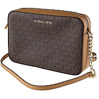 Michael Kors Womens Jet Set Item Lg Crossbody Brown