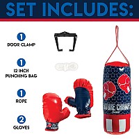 Franklin Sports Future Champs Kids Mini Boxing Set Includes Kids Boxing Gloves Punching Bag Door Jam Bracket With Rope For