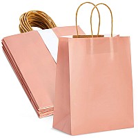 Juvale 15Pack Of Pink Glossy Medium Paper Gift Bags With Handles 8X4X10 Inches For Wedding Receptions Baby Showers Birthday P