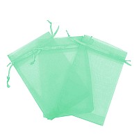 100 Pcs Mint Green 5X7 Sheer Drawstring Organza Bags Jewelry Pouches Wedding Party Favor Gift Bags Gift Bags Candy Bags Kyezi De