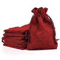 Naler Christmas Drawstring Gift Bags Drawstring Pouch Burlap Wedding Favor Gift Bag Red For Christmas Advent Calendar Winter Hol