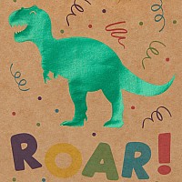 24 Pack Dinosaur Party Bags With Handles Green Foil Trex For Kids Birthday Celebration Dino Themed Baby Shower Party Favor D