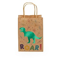 24 Pack Dinosaur Party Bags With Handles Green Foil Trex For Kids Birthday Celebration Dino Themed Baby Shower Party Favor D