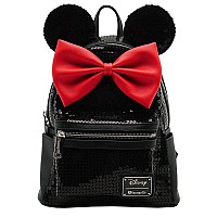 Loungefly Disney Minnie Mouse Black Sequin Womens Double Strap Shoulder Bag Purse