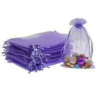 Lautechco 100Pcs Organza Bags 3X4 Inches Light Purple Organza Gift Bags Small Mesh Bags Drawstring Gift Bags Christmas Drawstrin