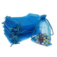 100Pcs Organza Bags 35X45 Inches Lake Blue Organza Gift Bags Small Mesh Bags Drawstring Gift Bags Christmas Drawstring Organza