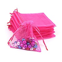 Lautechco 100Pcs Organza Bags 35X45 Inches Rose Organza Gift Bags Small Mesh Bags Drawstring Gift Bags Christmas Drawstring Or