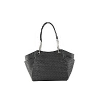 Michael Kors Signature Jet Set Travel Chain Shoulder Tote Bag Black Pvc