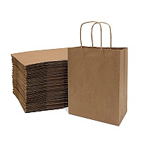 Prime Line Packaging 8X4X10 Inch 100 Pack Kraft Paper Bags Brown Gift Bags With Handles Small Craft Shopping Bags In Bulk Fo