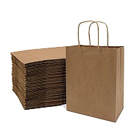 Brown Paper Bags With Handles 8X4X10 Inch 50 Pack Small Kraft Shopping Bags Craft Gift Totes In Bulk For Boutiques Small Bus