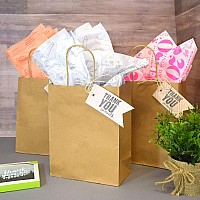 Brown Paper Bags With Handles 8X4X10 Inch 50 Pack Small Kraft Shopping Bags Craft Gift Totes In Bulk For Boutiques Small Bus