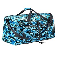 Duffel Bag 65L Packable Duffle Bag With Shoes Compartment Unisex Travel Bag Waterresistant Duffle Bagcamouflage Blue65L