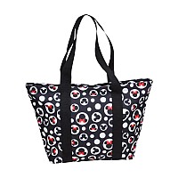 Disney Tote Mickey Minnie Mouse Icon Polka Dot Print Travel Bag Black