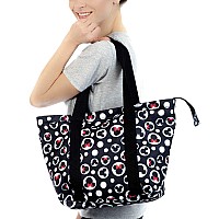 Disney Tote Mickey Minnie Mouse Icon Polka Dot Print Travel Bag Black