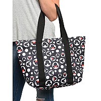 Disney Tote Mickey Minnie Mouse Icon Polka Dot Print Travel Bag Black